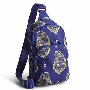 NEW VERA BRADLEY lorman sling backpack bag in kew gardens blue